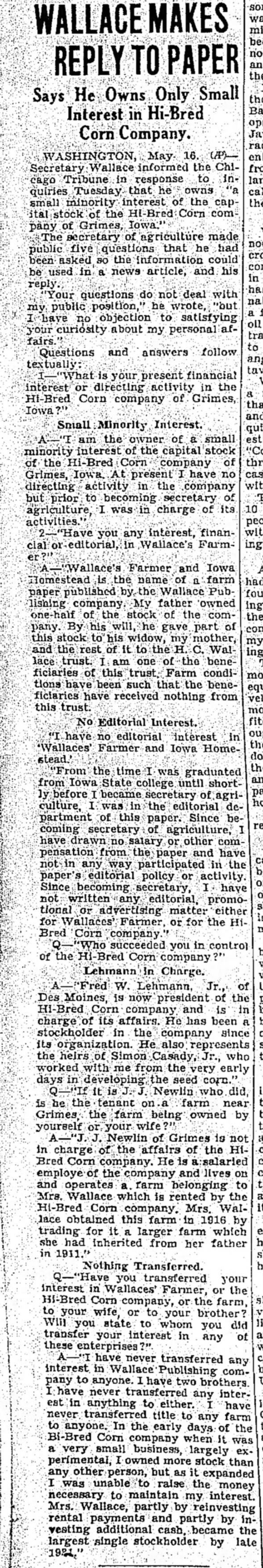 Globe Gazette (Mason City Iowa) 16 May 1934